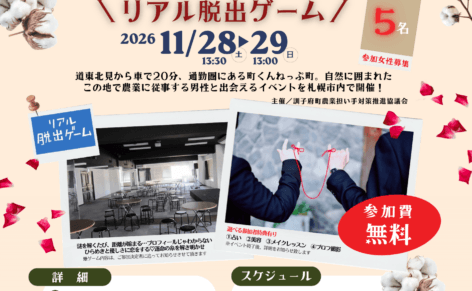 札幌ホワイトイルミネーションをバックに婚活イベント参加女性募集チラシ